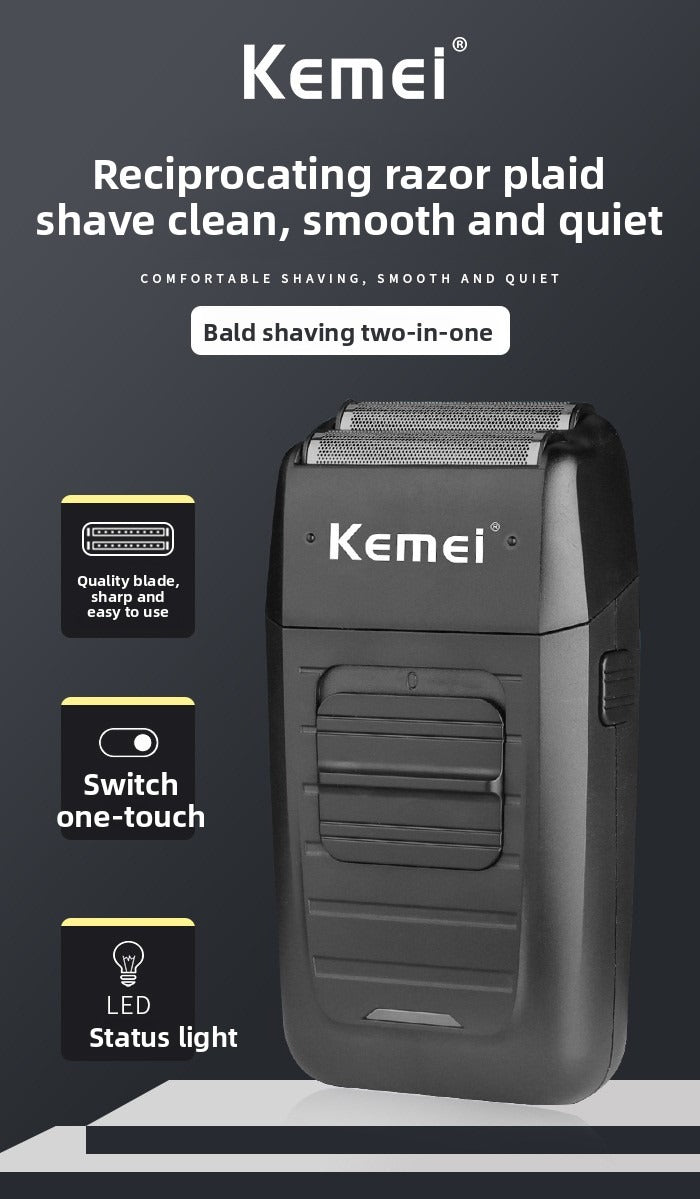 KEMEI KM-1102 reciprocating double-mesh shaver, bald shaver, sideburn shaver, razor