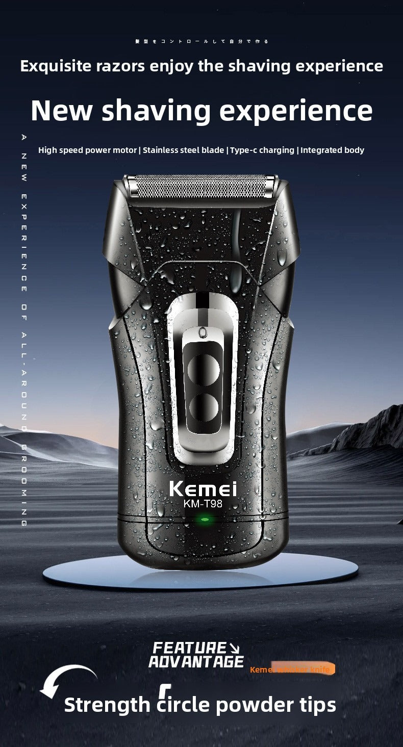 KEMEI's new men's razor is fast-charging, lightweight, portable, washable, electric and super clean