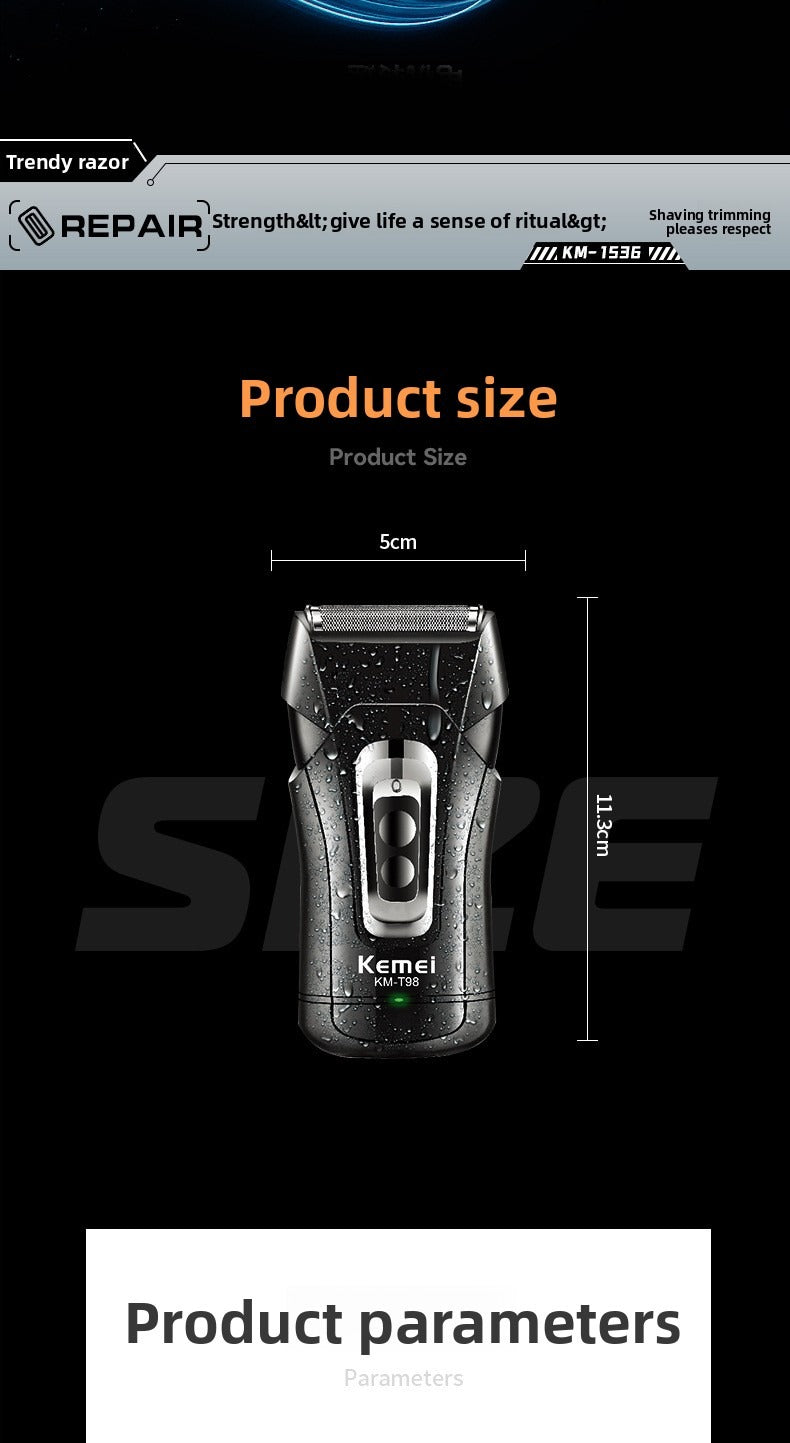 KEMEI's new men's razor is fast-charging, lightweight, portable, washable, electric and super clean