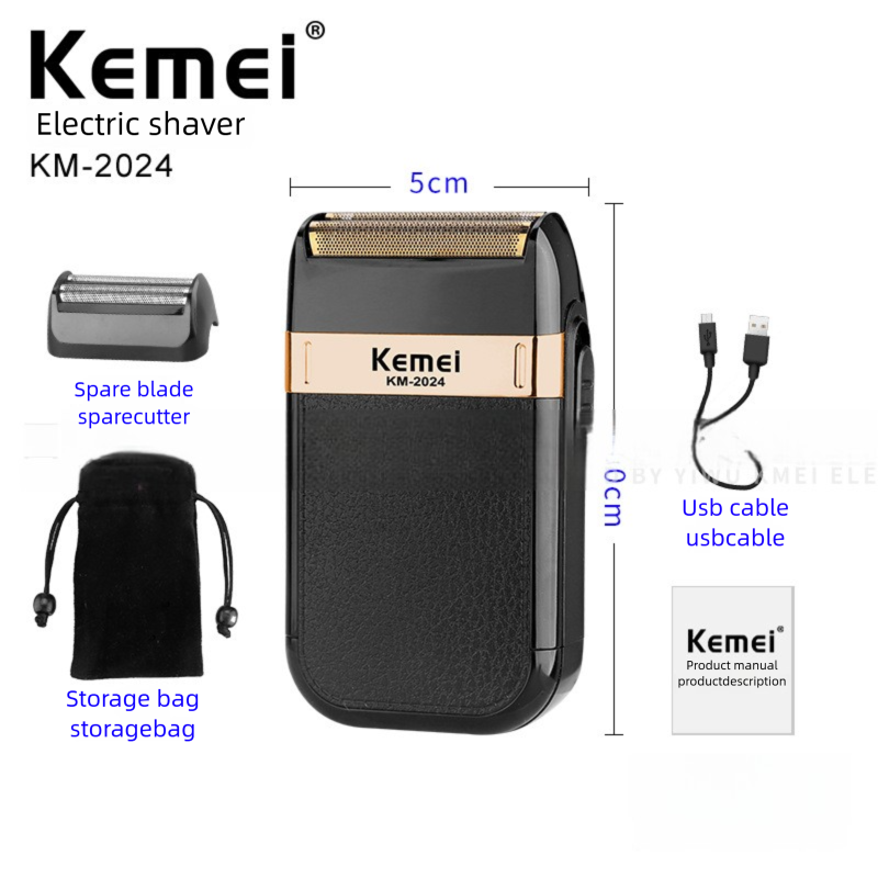 KEMEI KM-2024 Mini Portable Rechargeable Beard Razor Travel Razor