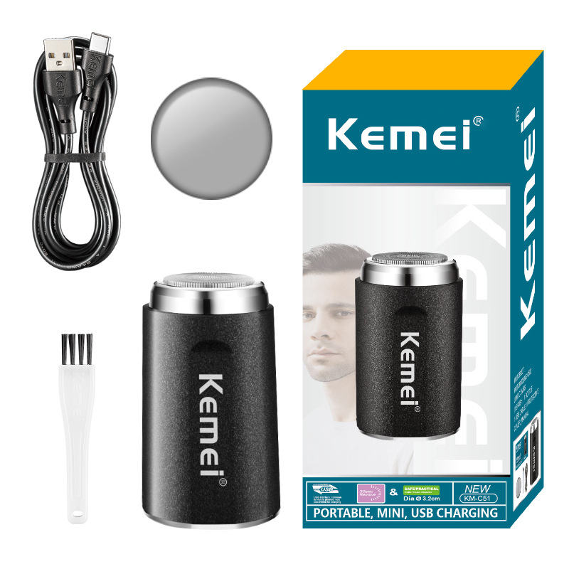 KEMEI electric men's shaving Razor, Mini Travel Portable beard Razor, Rechargeable shaving razor