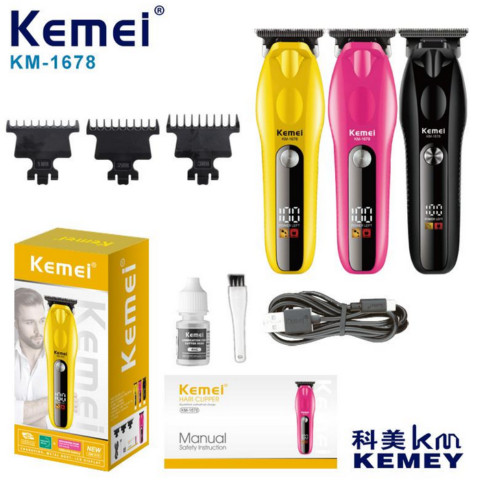 Kemei Pro Clipper - LCD, High-Speed & Push Shears