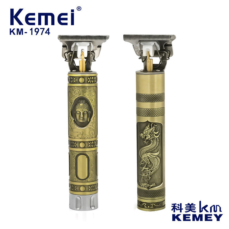 Kemei Dragon/Buddha Clipper - Dry-Battery Engraved for Salon & Home
