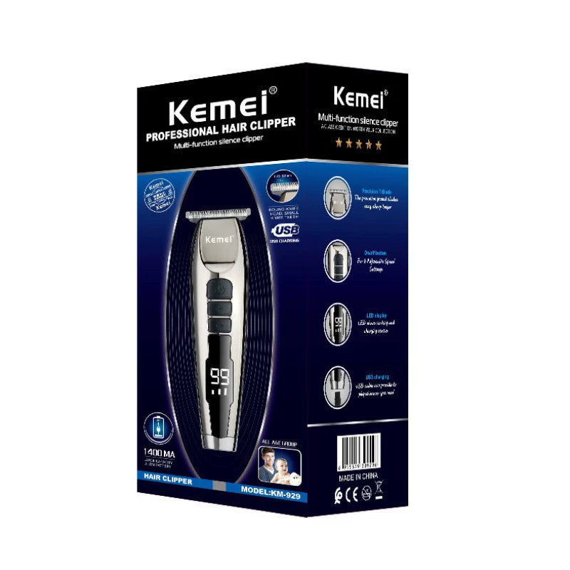 Kemei KM-929 hair clipper LED LCD digital display screen adjustable cutter head