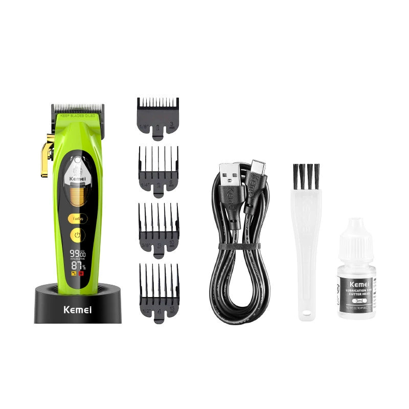 KEMEI High-Speed Engraving Clipper - Pro Barber Shears with Digital Display & Home Electric Use