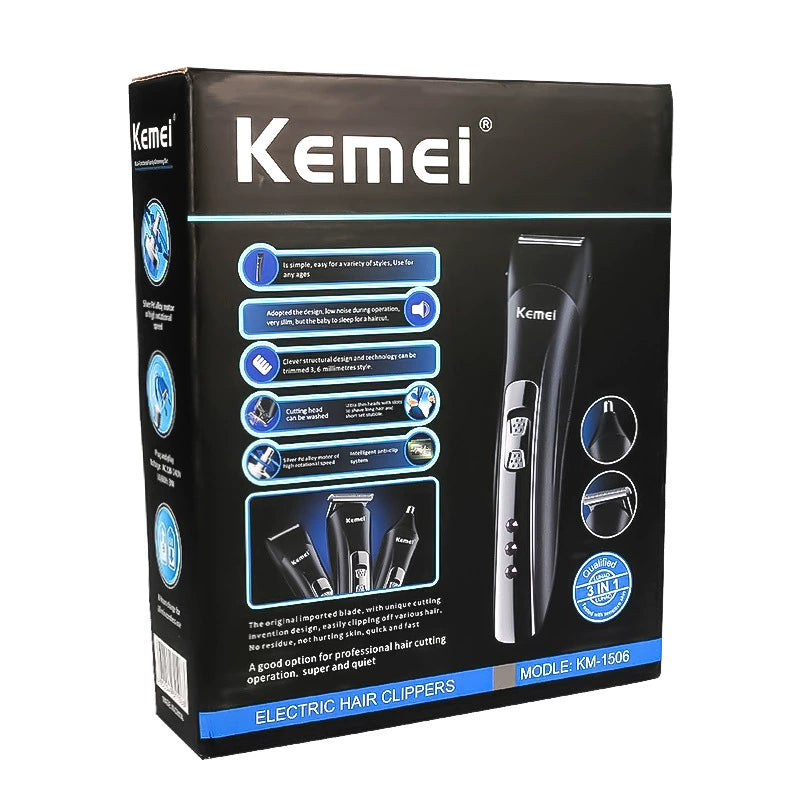 Kemei KM-1506 3-in-1 Electric Clipper Professional Home Shaving Nose