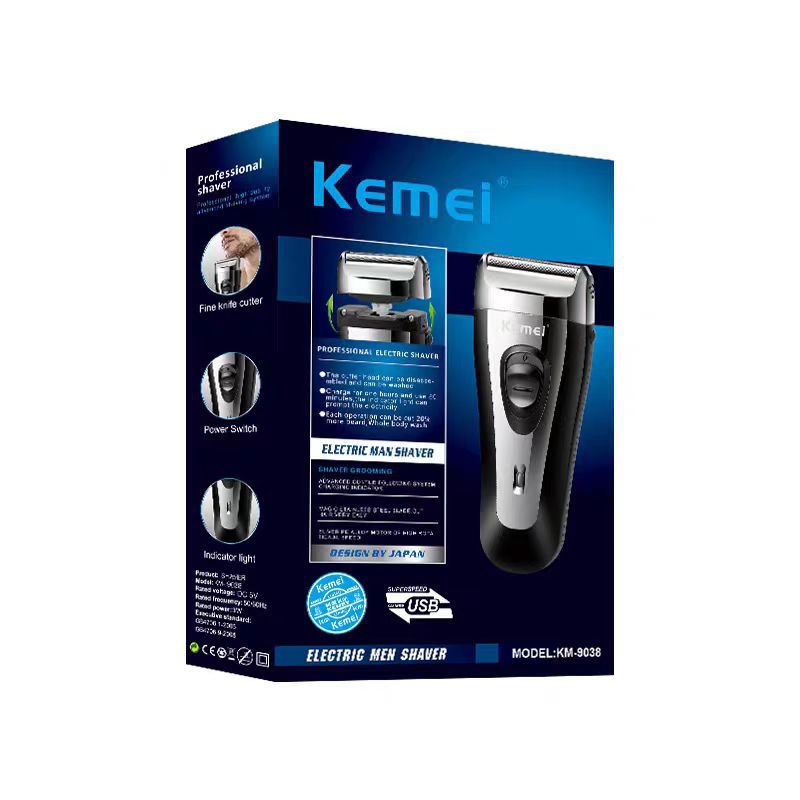Kemei Dual Blades Electric Shaver for Men - USB Rechargeable Precision