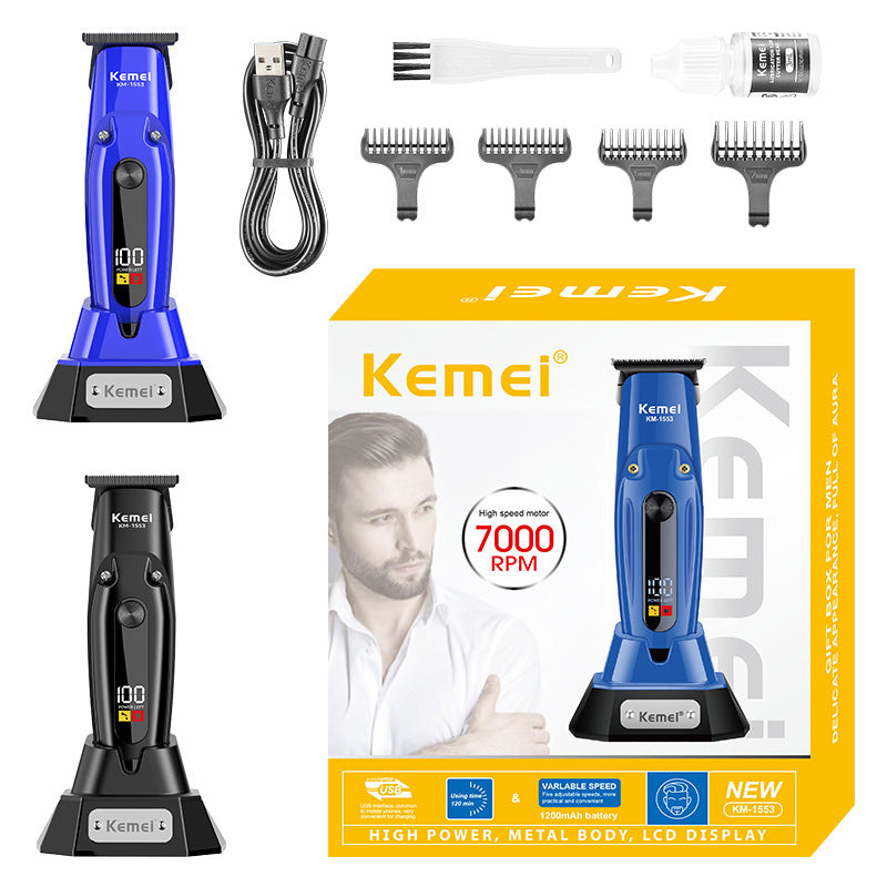 Kemei Professional Salon-Grade Smart Digital Clipper with Charging Base