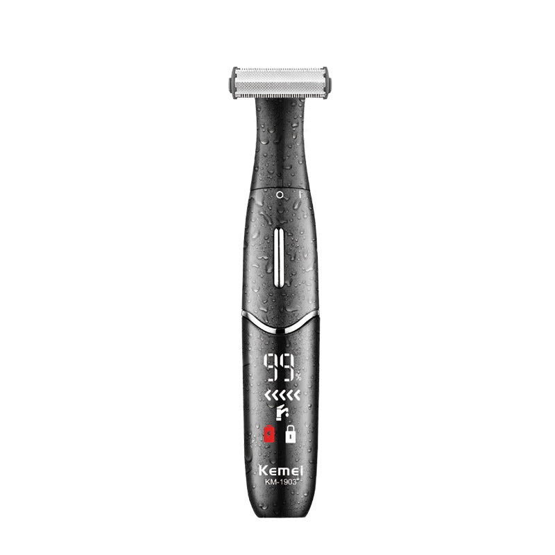 Kemei-1903 Smart LCD Hair Trimmer, Waterproof Body Groomer for Men & Women