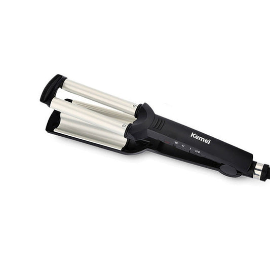 Cross-border Kemei KM-2022 Negative Ion Three Bar Egg Roll Curling Iron Non-Hurt Hair
