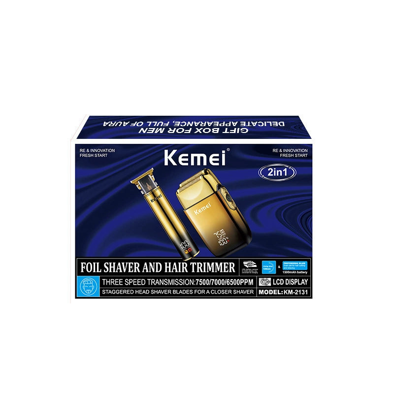 Kemei KM-2131 Engraving Hair Clipper - Professional Shaver Set for Bald & Oil Styling
