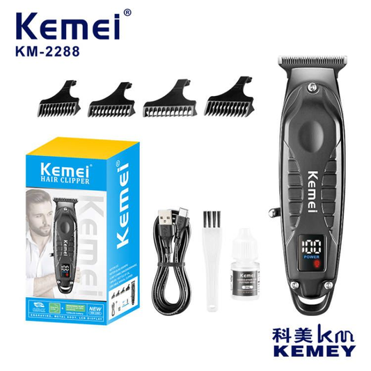 Kemei Hair Clipper with LED Display & Anti-Slip Grip - Salon & Home Use