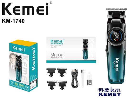 Kemei Barber Pro Clipper - LCD Display & Push Design