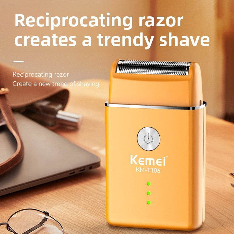 Kemei's best-selling portable fast-charging shaver, reciprocating electric single-mesh mini shaver, provides powerful and clean shaving