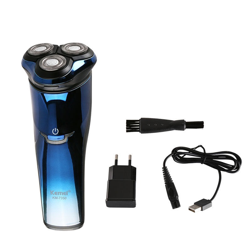 Kemei three-blade rotating floating razor electric rechargeable beard razor KM-7350