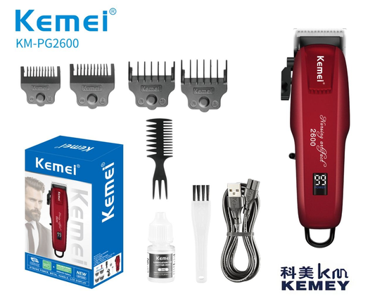 Kemei High-Power Retro Electric Clipper with LCD Display - Salon & Home Use