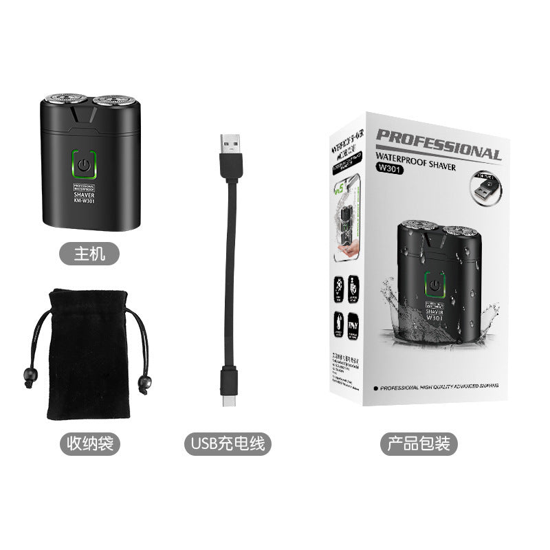 Kemei KM-W301 Electric Shaver - Portable Mini Rotary with Floating Blades & Waterproof