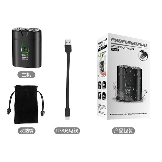 Kemei KM-W301 Electric Shaver - Portable Mini Rotary with Floating Blades & Waterproof