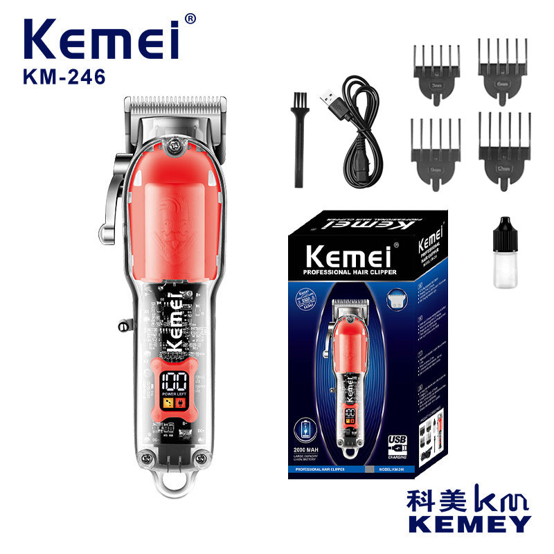 Kemei KM-246 Professional Transparent Electric Hair Clipper for Barbers