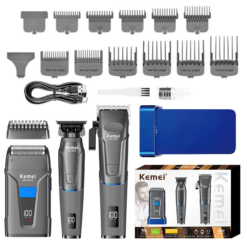 Kemei KM-2375 Professional Hair Clipper Set with Engraving Scissors