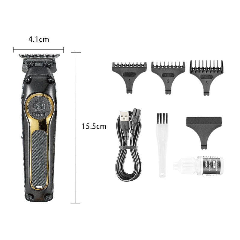 Kemei Oil Head Carving Scissors, Haircut Shaver Clippers, Digital Display Hair Trimmer for Barbershop