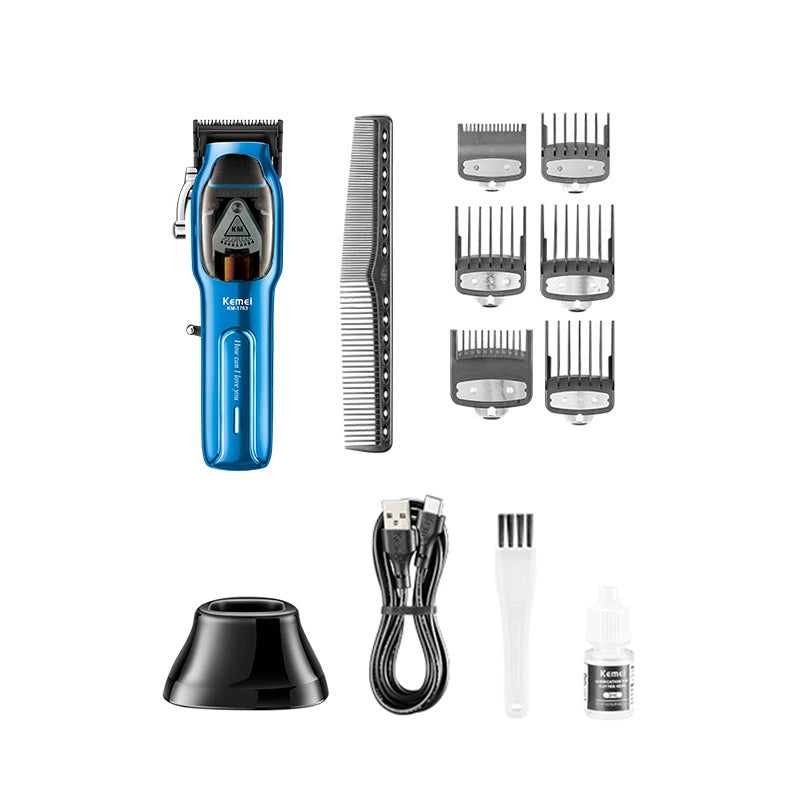 Kemei High-Power Clipper - Adjustable Blades, USB Fast Charge & Push-Cut
