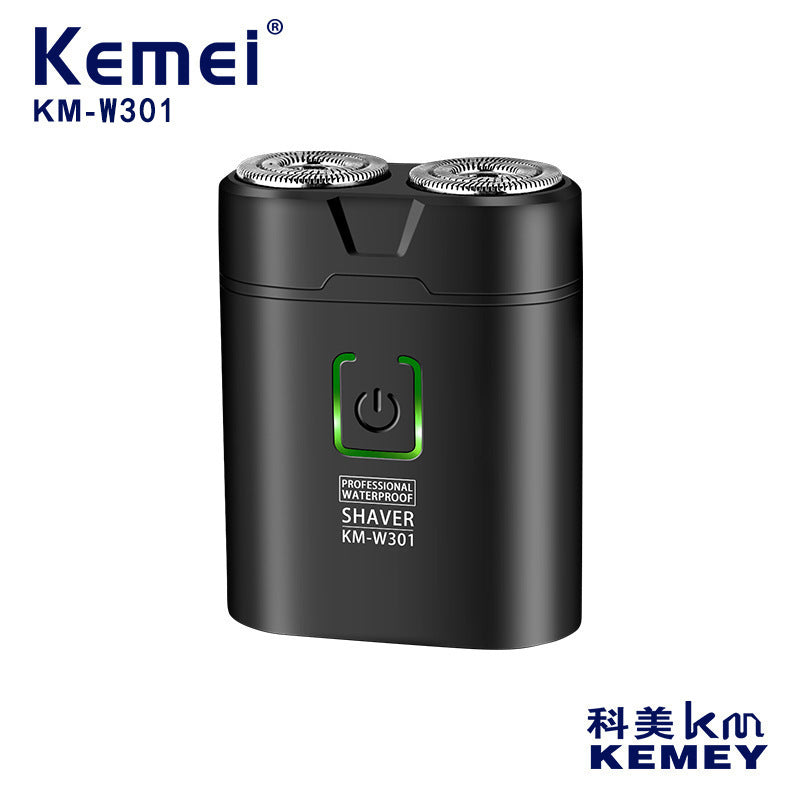 Kemei KM-W301 Electric Shaver - Portable Mini Rotary with Floating Blades & Waterproof
