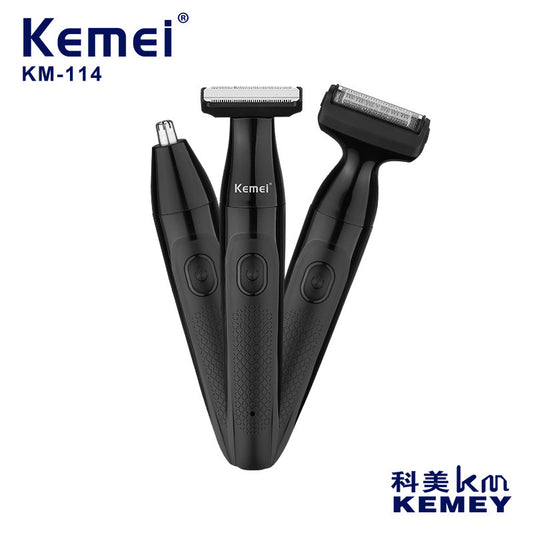 Kemei KM-114 3-in-1 Electric Shaver Waterproof Rechargeable Shaving