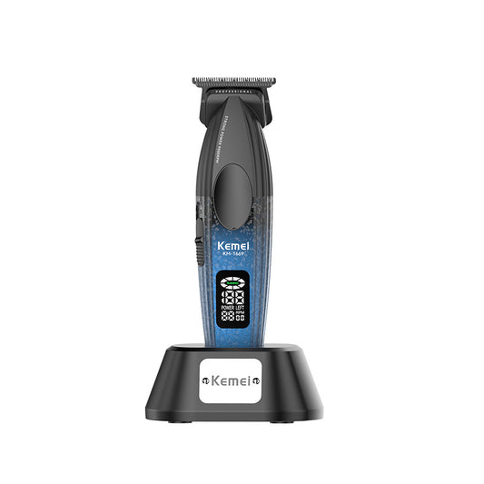Kemei Salon-Pro Hair Clipper - LCD Engraving Trimmer with High-Speed & Long Runtime