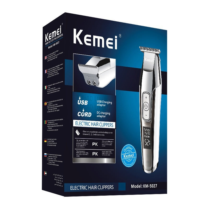 Kemei KM-5027 Silent LED Digital Electric Shaving Pusher Salon Clipper