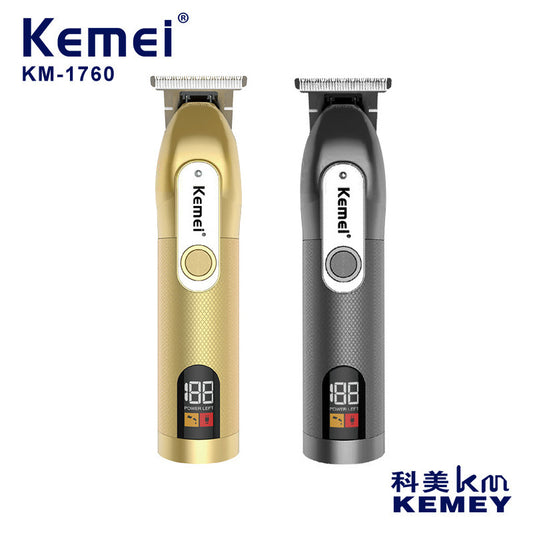 Kemei KM-1760 Gold Digital Hair Clipper with USB Fast Charging & Display - Portable for Home/Salon