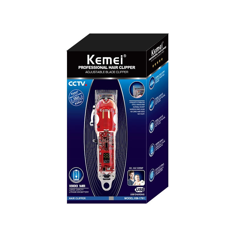 Kemei KM-1761 Professional Transparent High Power Barber Hair Clipper