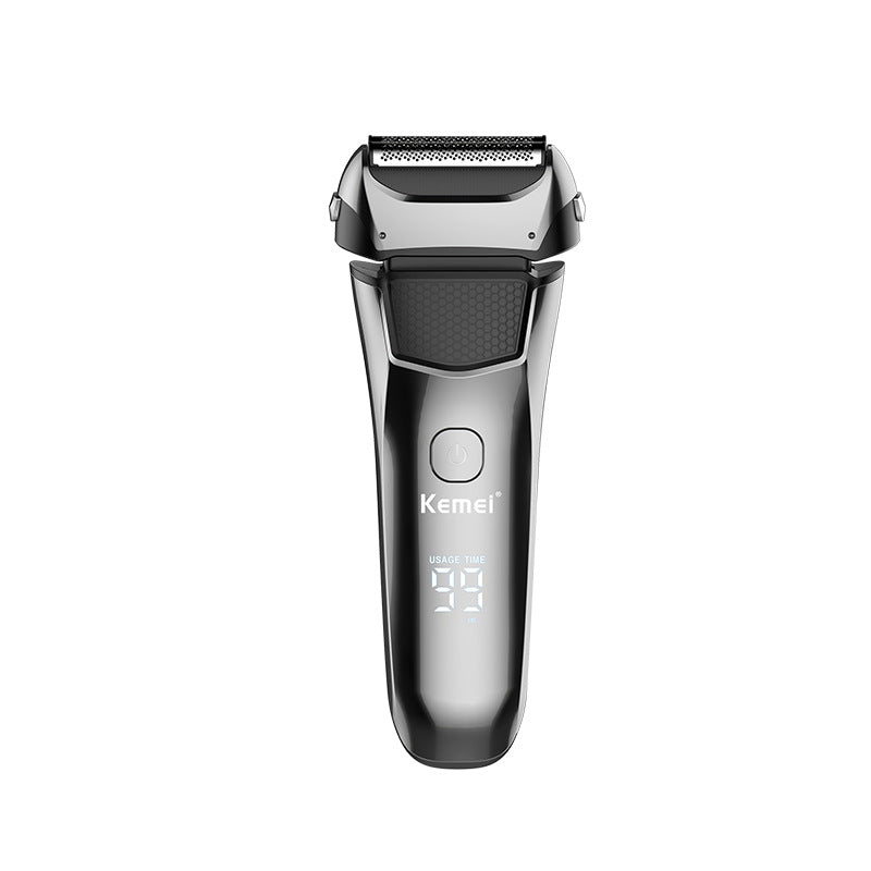 Kemei Waterproof Electric Shaver with Dual Blades & LED Display
