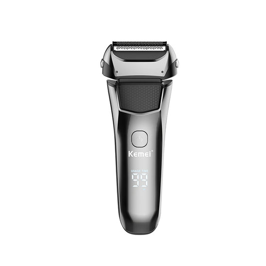 Kemei Waterproof Electric Shaver with Dual Blades & LED Display