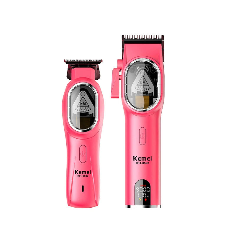 Kemei Professional Salon-Grade Clipper Set - Digital Display Hair Trimmer with Sideburn Sculpting Scissors