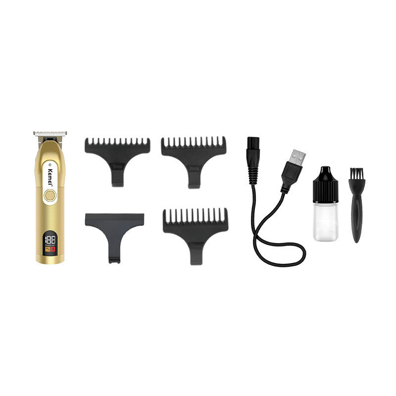 Kemei KM-1760 Gold Digital Hair Clipper with USB Fast Charging & Display - Portable for Home/Salon