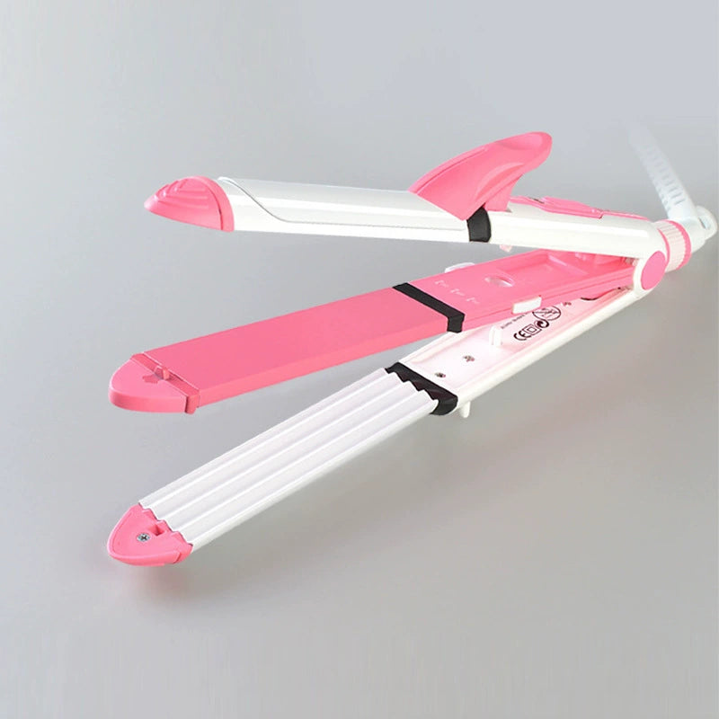 Cross-border Kemei KM-1213 3-in-1 Hair Straightener Curling Uninjured