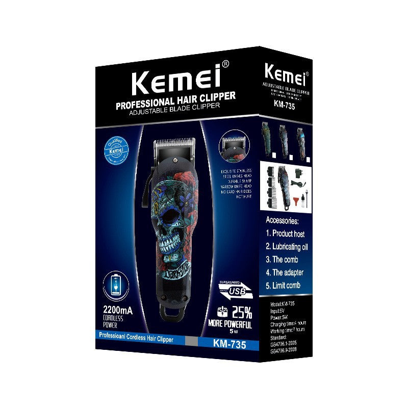 Cross-border Kemei KM-735 High Power Electric Clipper Shaved Skull Salon