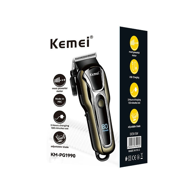 New KM-1990PG Hair Clipper Electric Head Shaving High-power LCD Digital Display